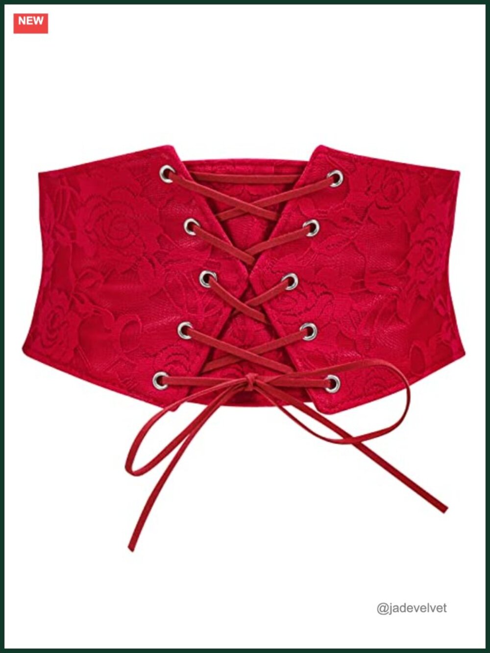 Wide Elastic Corset Belt Women Lace-Up Faux Leather Floral Lace Renaissance